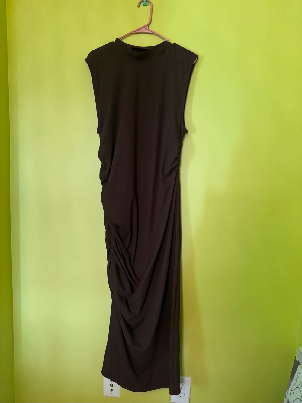 Eloquii brown maxi dress with ruched side detail